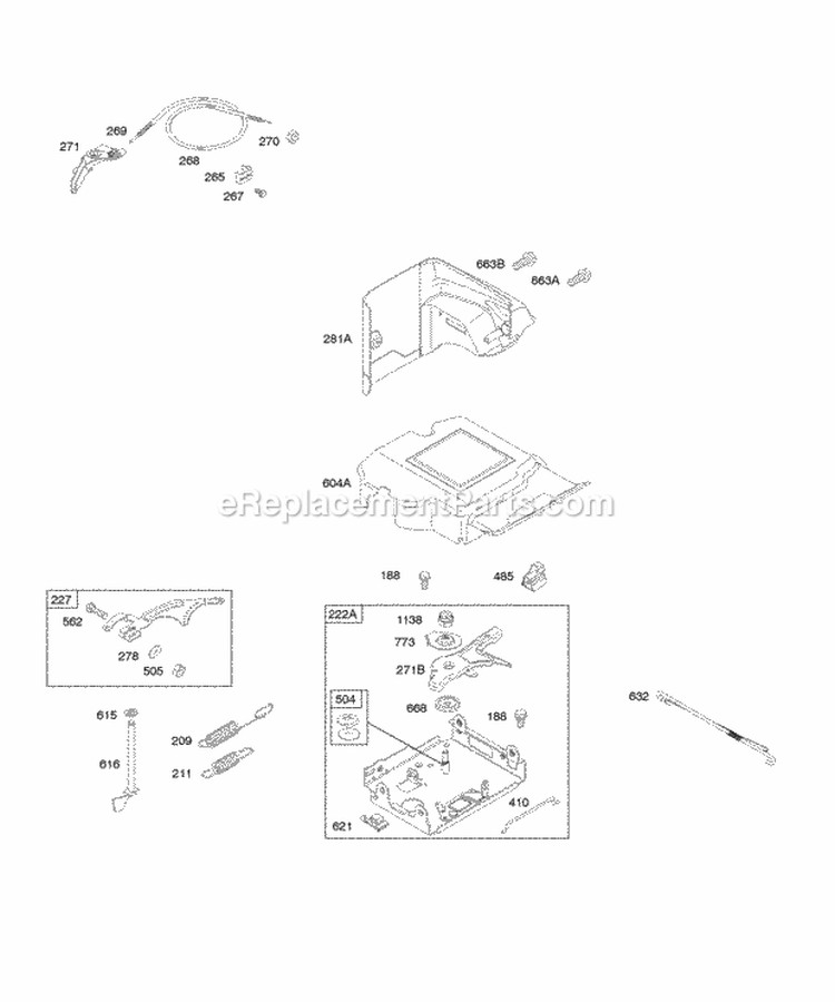 Controls Governor Spring Diagram and Parts List for 20D412-0100-E1  Briggs and Stratton Engine